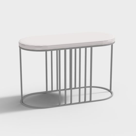 Elegant Oval Metal Side Table 3D model