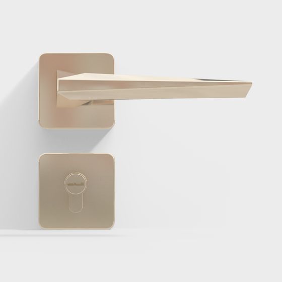 Stylish Golden Door Handle 3D model for Modern Interiors