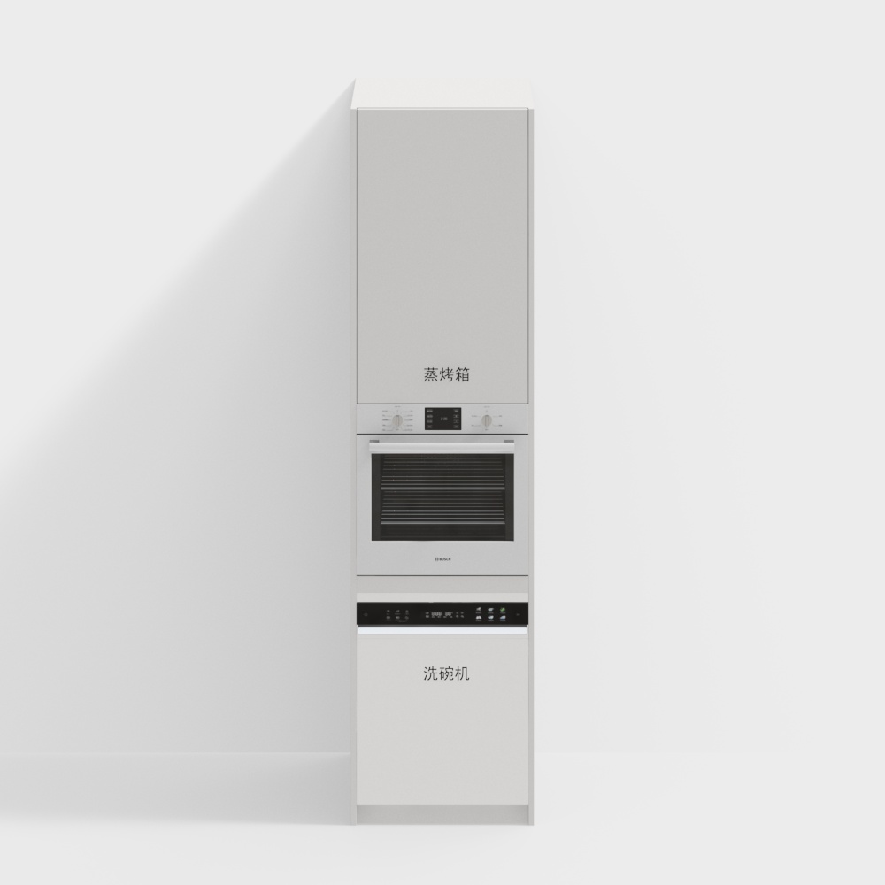 Modern recessed dishwasher steam oven combination