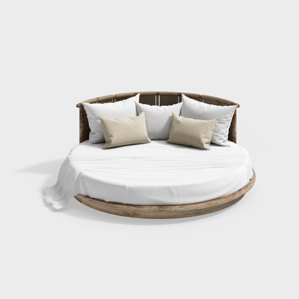 Natural Style Homestay Bedroom Bathroom - Round double bed