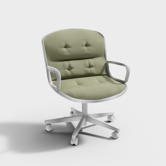 Green Velvet Office Chair 3D model