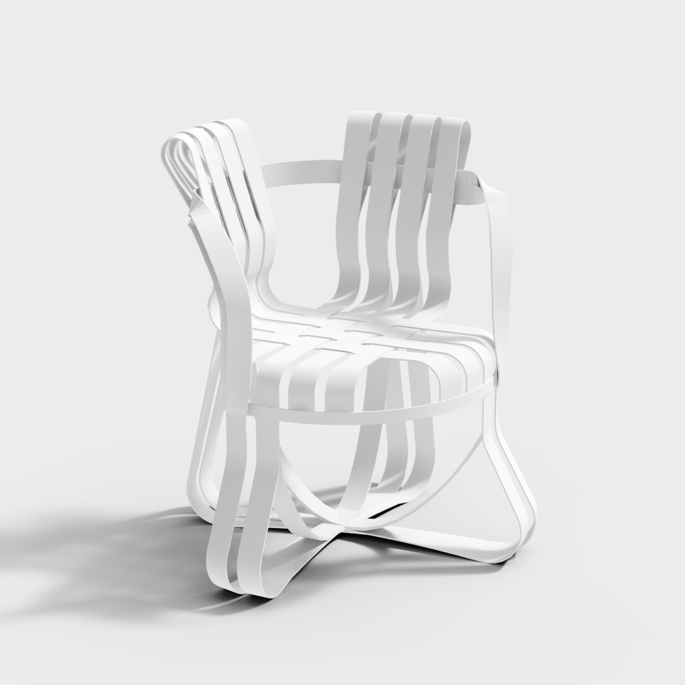 Sleek Modern Chair 3D Model – White Plastic Design