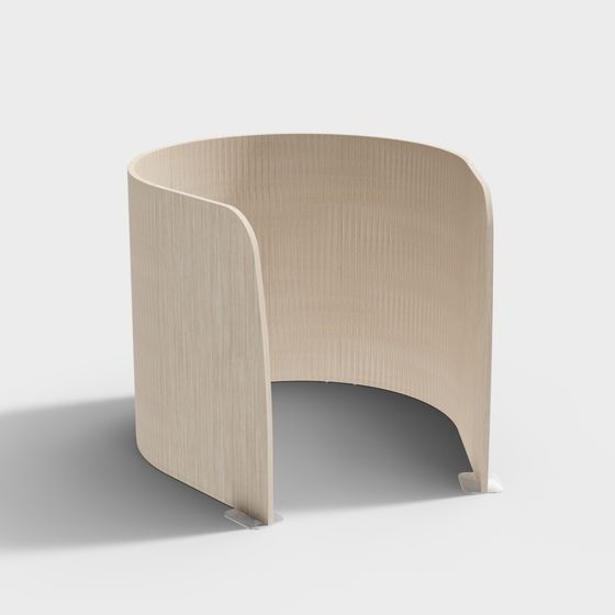 Stylish Curved Wooden Chair 3D model for Modern Spaces
