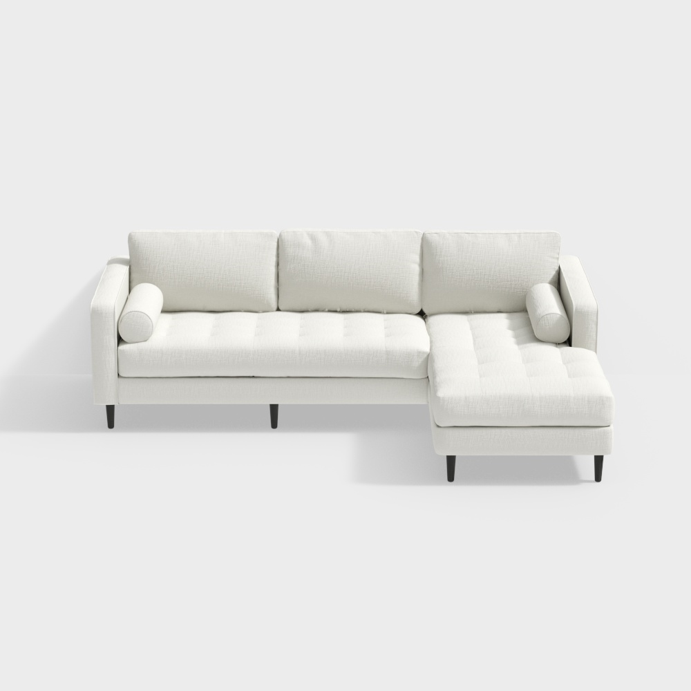 Sofá de esquina Bru Archer - Tela belga 81257 [Bouclette 28-Lana]