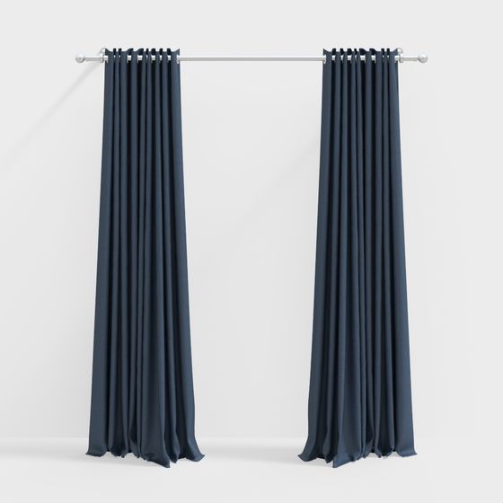 Elegant Blue Curtain 3D model for Interiors