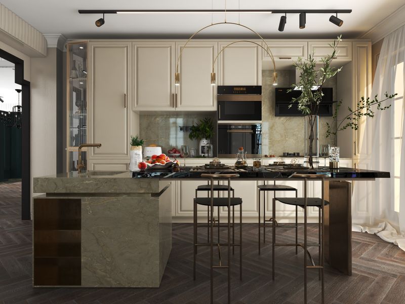 Modern Kitchen Ideas with Gray and Green Touches