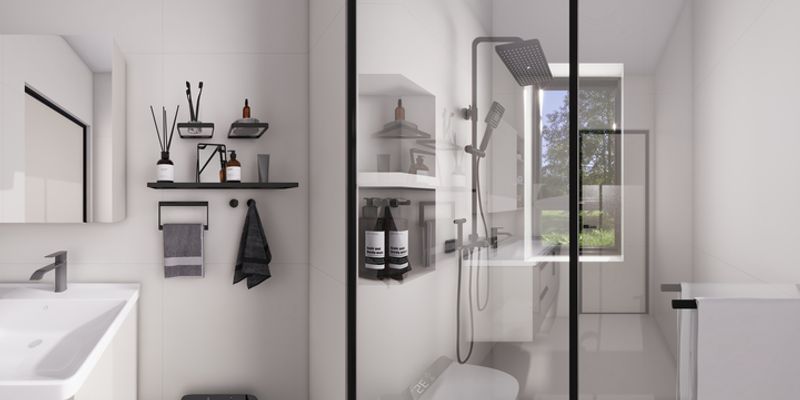 Modern Minimalist Bathroom with Black & White Accents