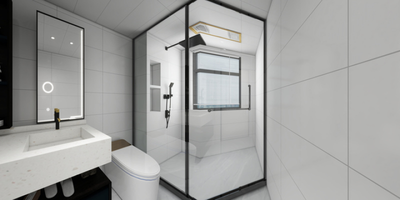 Modern Minimalist Bathroom with Black & White Tiles