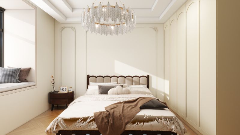 Elegant Minimalist Bedroom with Creamy Tone