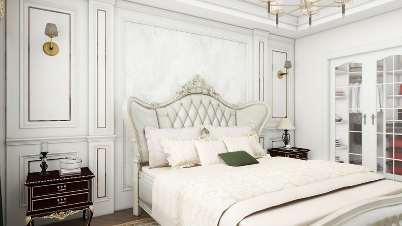 Elegant Neoclassical Bedroom with Beige Tone