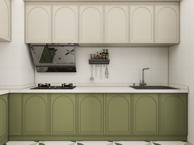 Modern Minimalist Kitchen with Green Accents