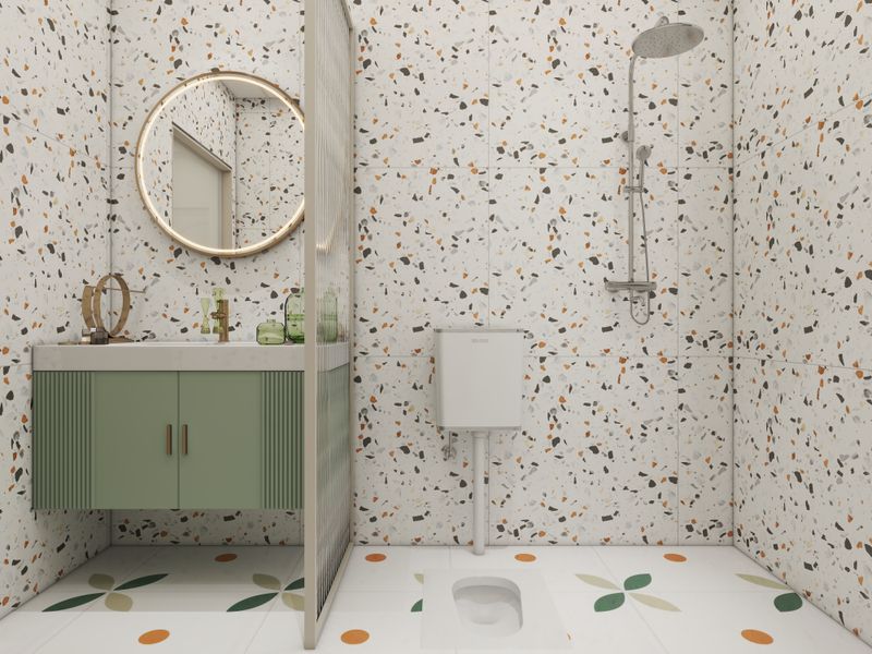 Modern Small Bathroom with Colorful Tiles