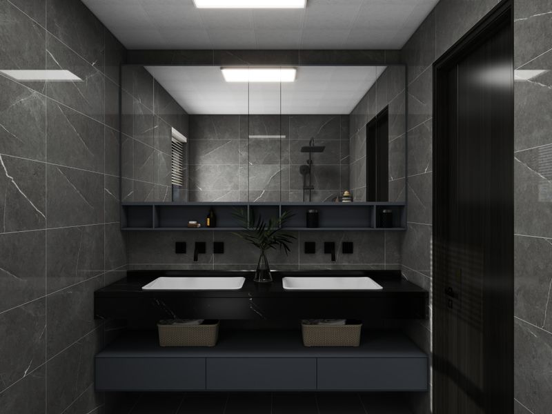 Modern Minimalist Bathroom with Deep Hues