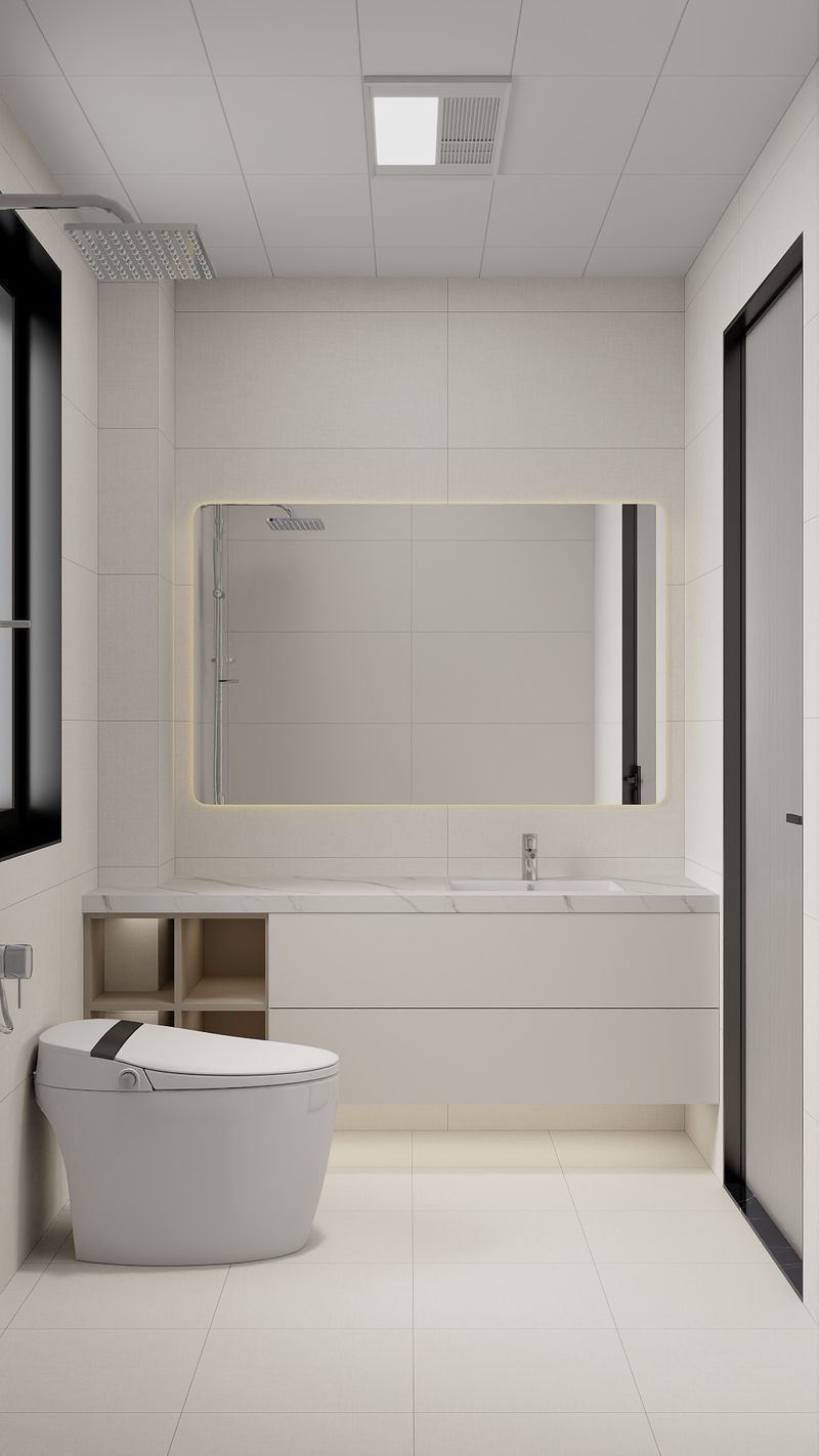 Modern Creamy White Bathroom Design