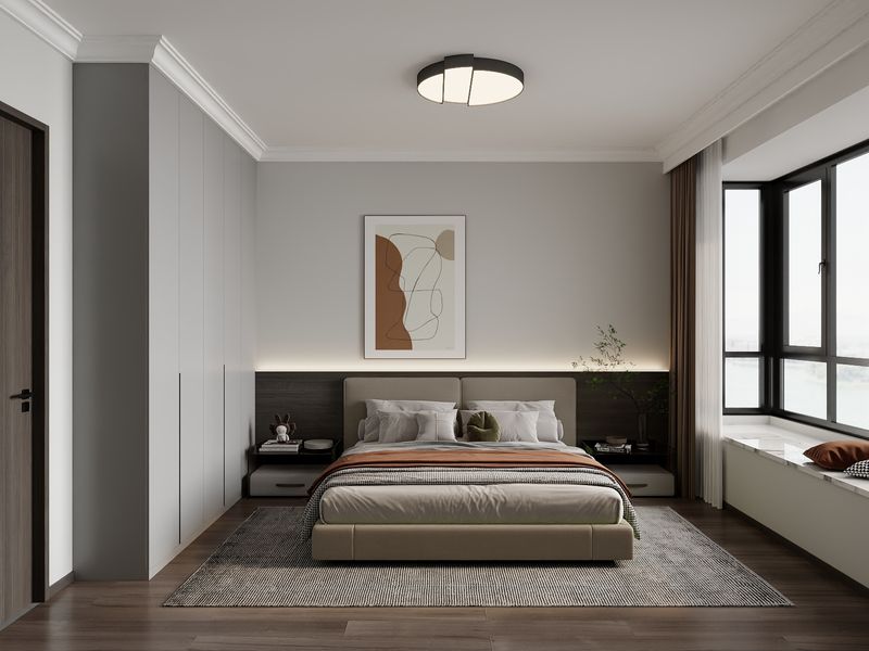 Modern Gray Bedroom with Elegant Design