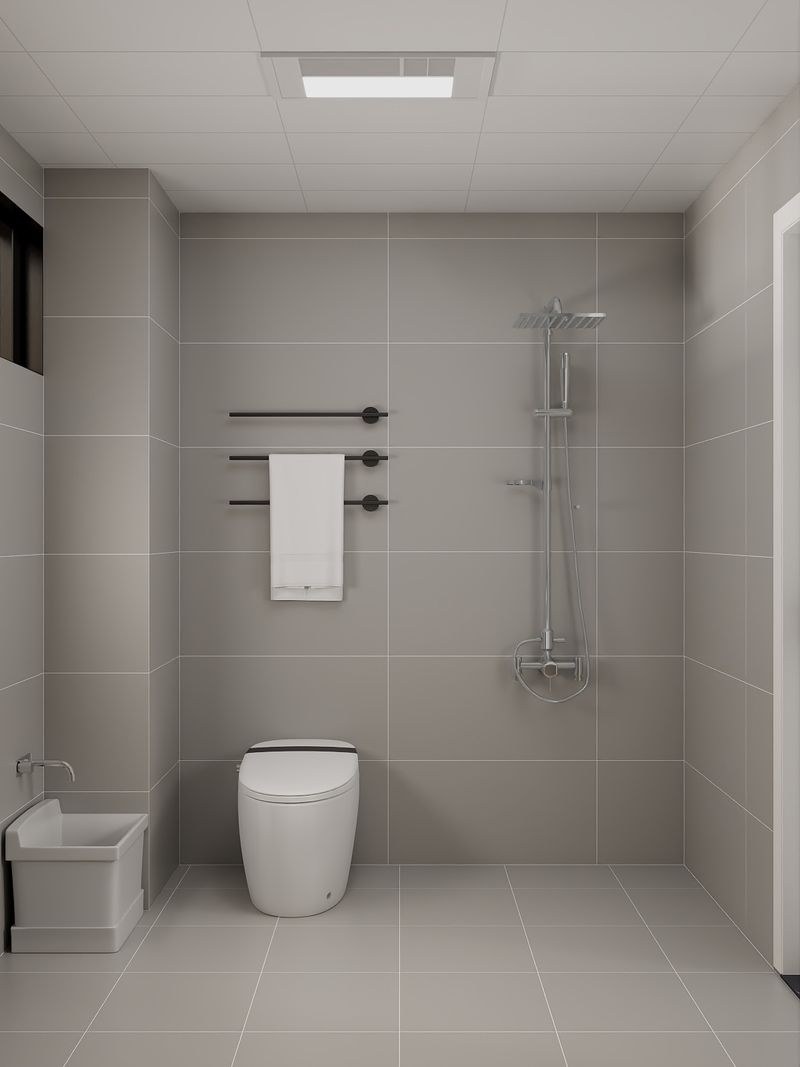 Modern Minimalist Bathroom with Gray Tiles