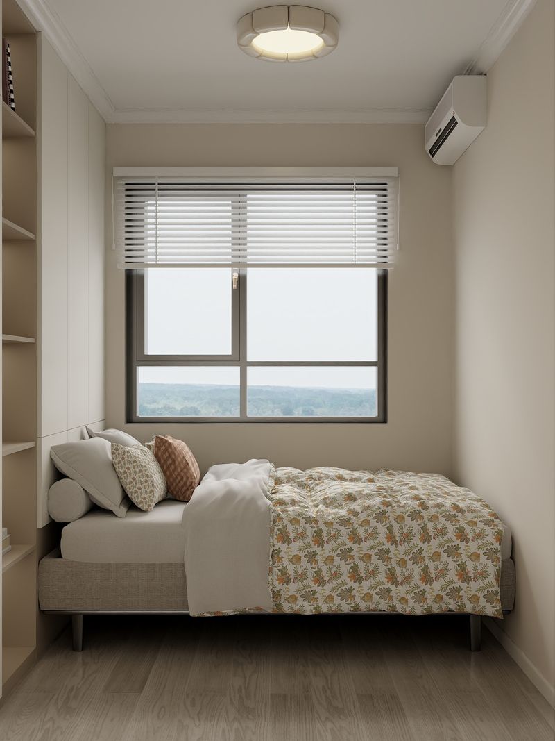 Cozy Neutral Bedroom with Functional Workspace