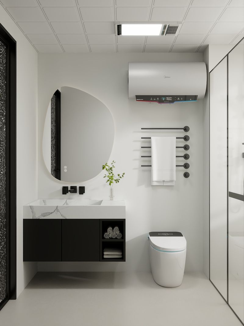 Modern Small Bathroom with Black & White