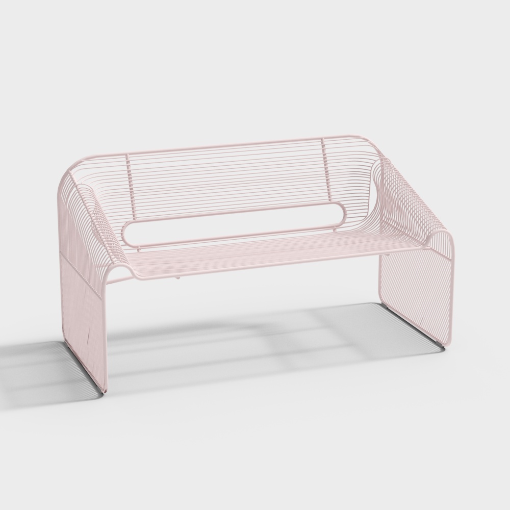 Urban Chair 3D Model – Pink Metallic Low-Poly Design