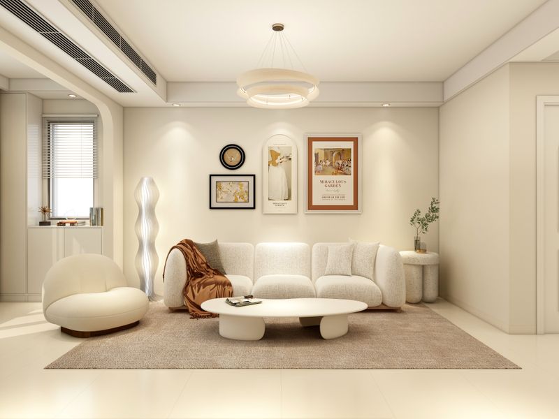 Modern Creamy Living Room with Minimalist Decor