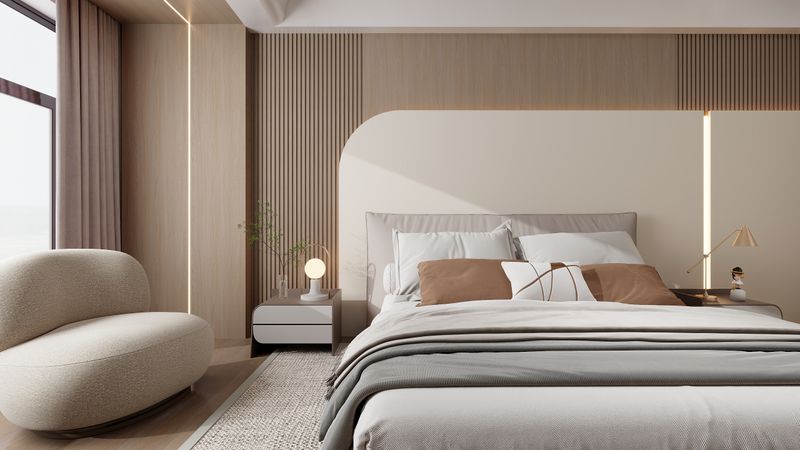 Modern Minimalist Girls Bedroom with Creamy Beige Tones