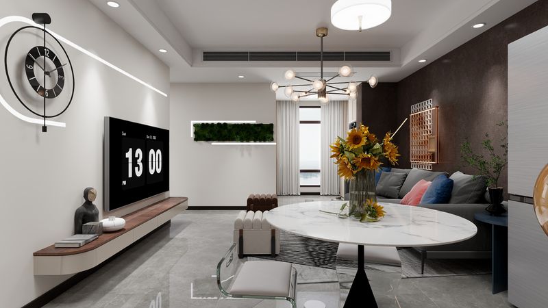 Modern Living Room with Integrated Kitchen Design