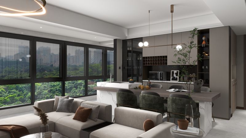 Modern Gray Dining Room with Elegant Details