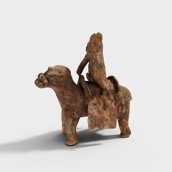 Ancient Rider and Bull Figurine 3D model