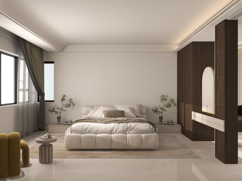 Modern Minimalist Bedroom with Gray Tone