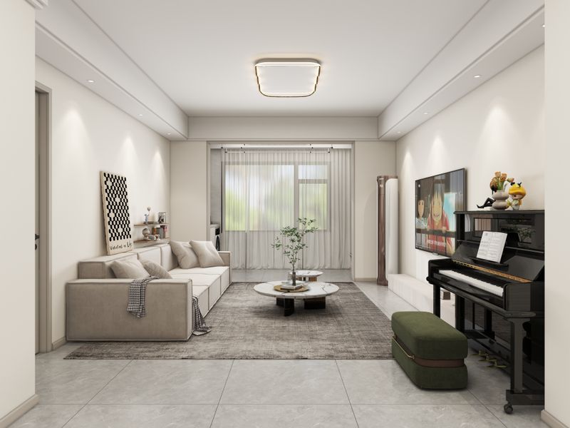 Scandinavian Minimalist Living Room with Beige Touches