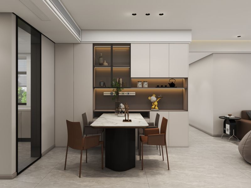 Modern Dining Room Design with Sleek Cabinetry