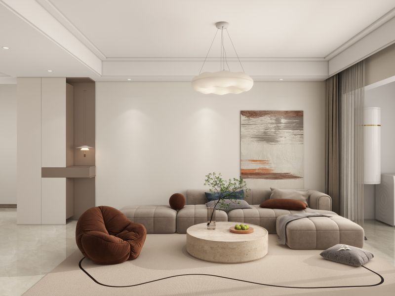 Contemporary Gray Beige Living Room Elegance