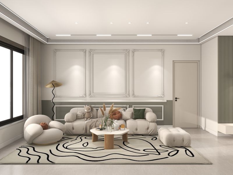 Creamy Beige Elegant Living Room Scene