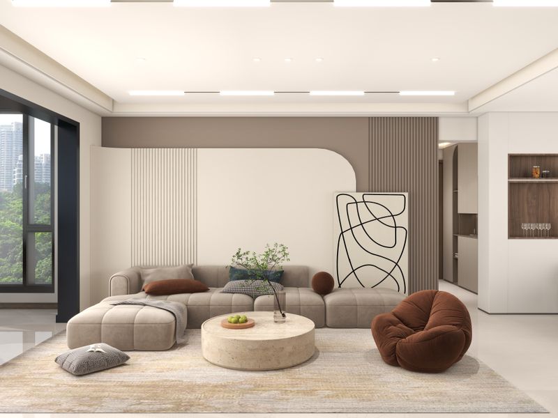 Scandinavian Gray Beige Living Room Elegance