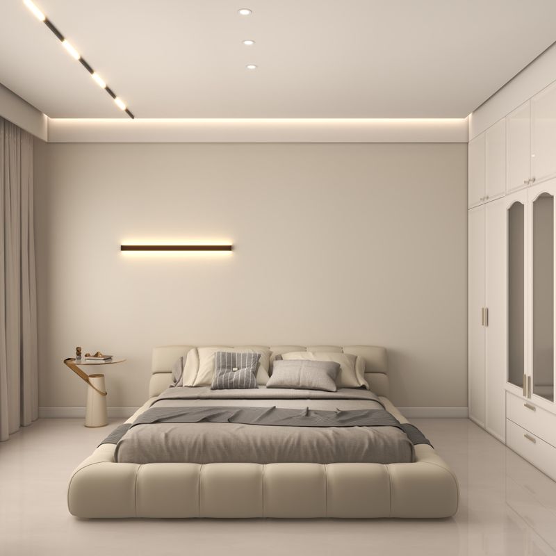 Modern Creamy Gray Bedroom Design Ideas