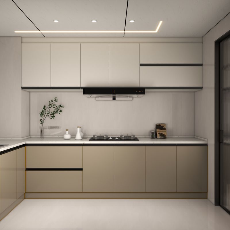 Modern Beige Kitchen with Sleek Design