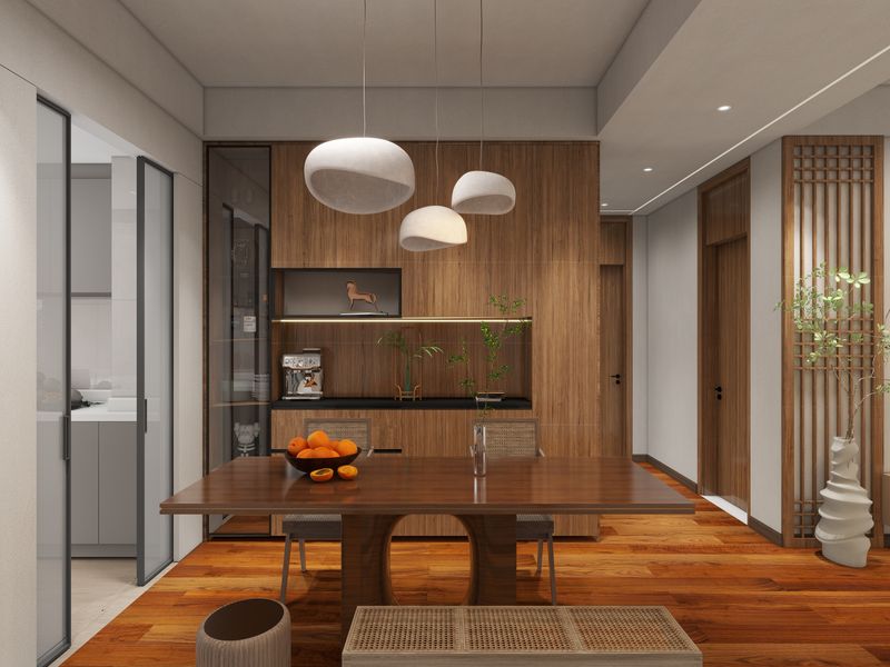Modern Dining Room with Warm Wooden Accents