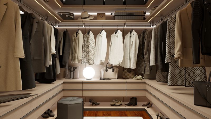Modern Minimalist Grey Walk-in Closet