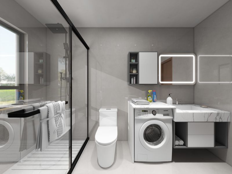 Modern White Bathroom with Compact Design