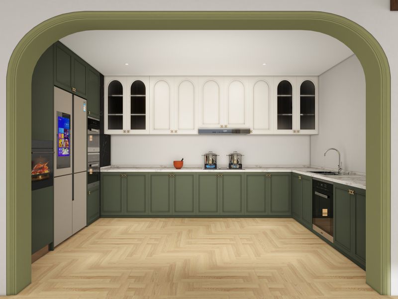 Modern Kitchen Ideas in Minimalist White and Green