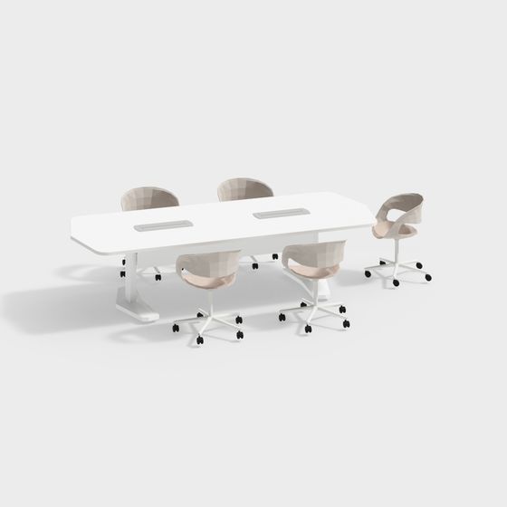 Modern Minimalist Conference Table and Chairs 3D model