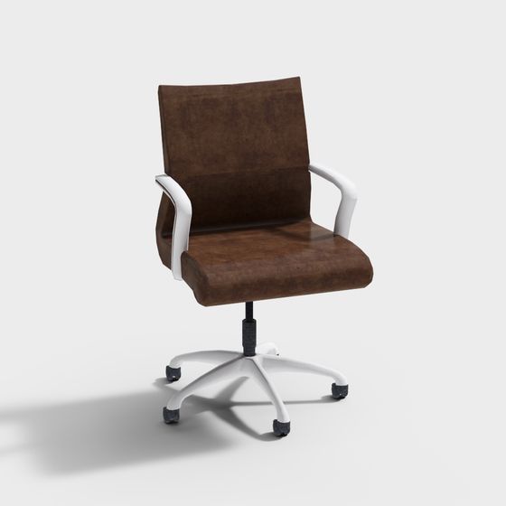 Elegant Brown Leather Office Chair 3D model