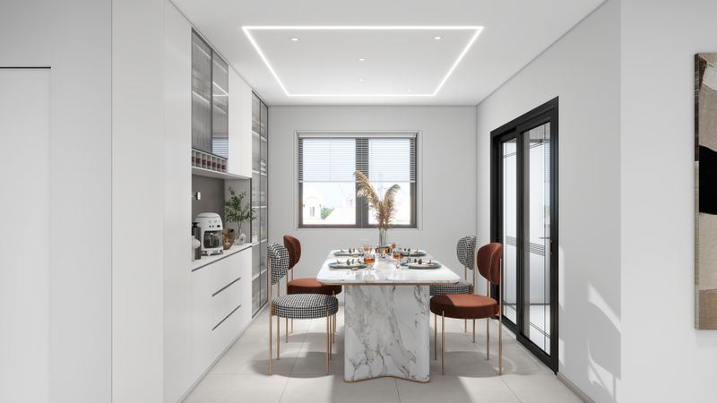 Modern Kitchen Design with Sleek White Cabinetry