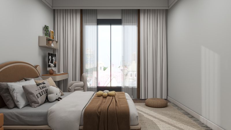 Contemporary Grey Bedroom with White Accents