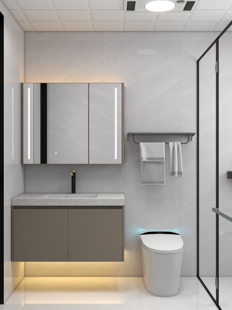 Contemporary Small Bathroom with Gray Tone