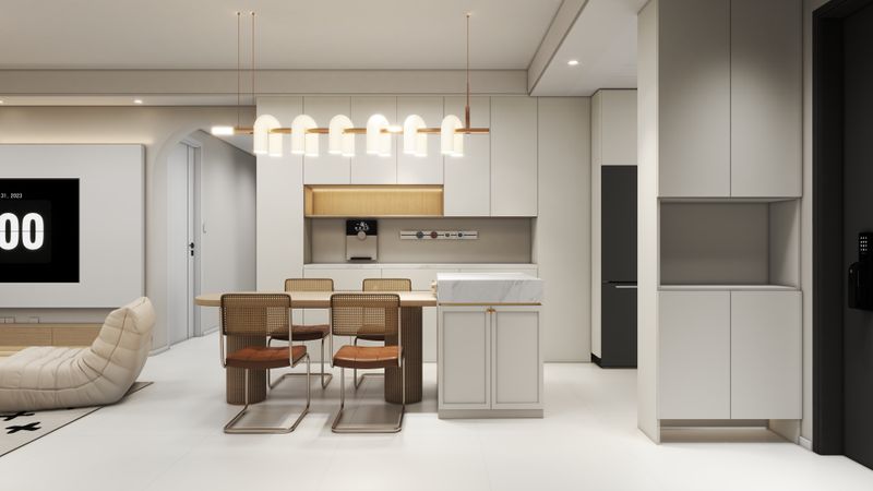 Modern Creamy Dining Room with Minimalist Touches