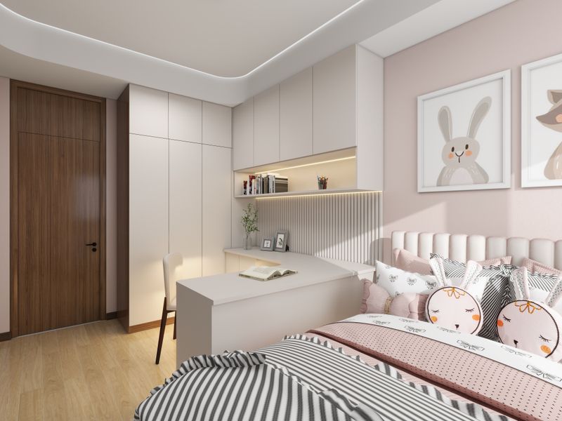 Minimalist Pink Kids' Room with Fun Touches
