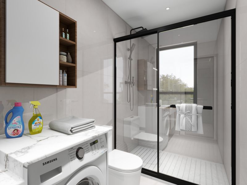 Modern Bathroom Design with Integrated Laundry