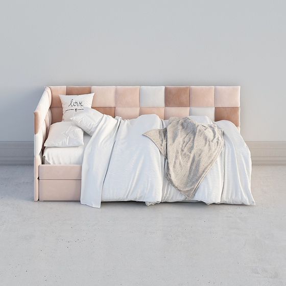 Elegant Low-Polygon Bed 3D Model for Modern Interiors