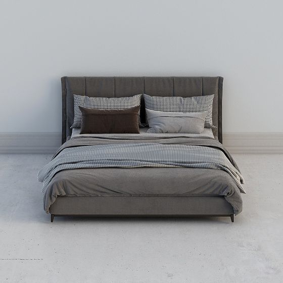 Elegant Modern Minimalist Bed 3D model